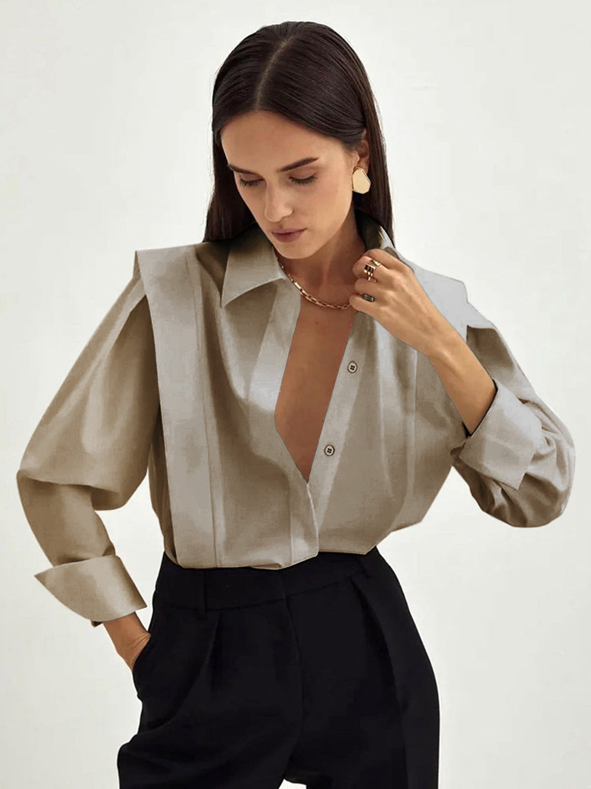 Fair and Square Classic Cotton Blouse – Stylish Women’s Long Sleeve Shirt with Collar