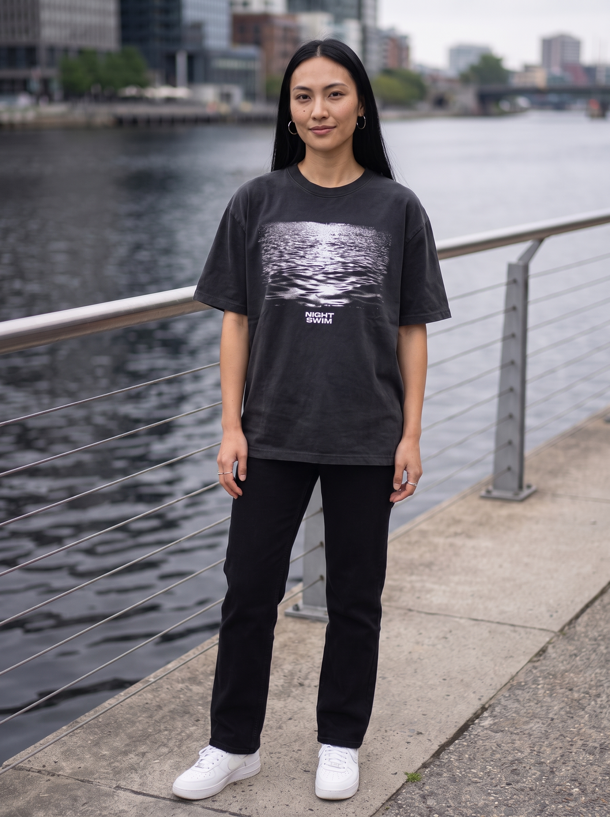 Night Swim Oversized T-Shirt - Full length