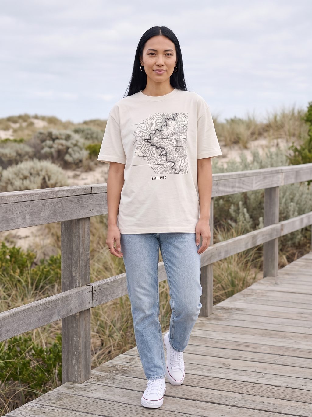 Salt Lines Oversized T-Shirt - Full length