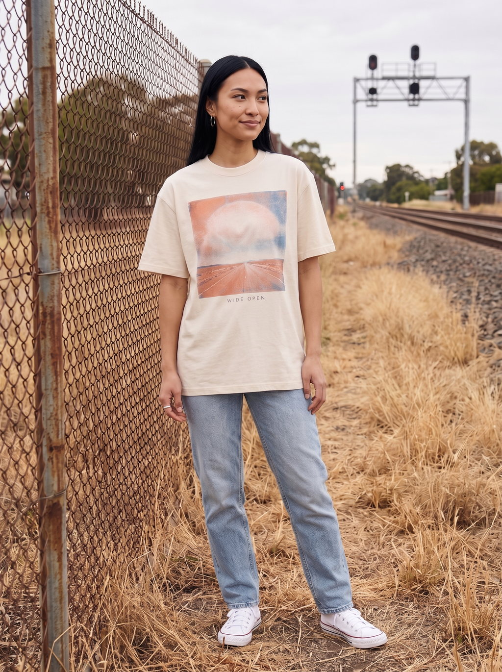 Wide Open Oversized T-Shirt - Full length