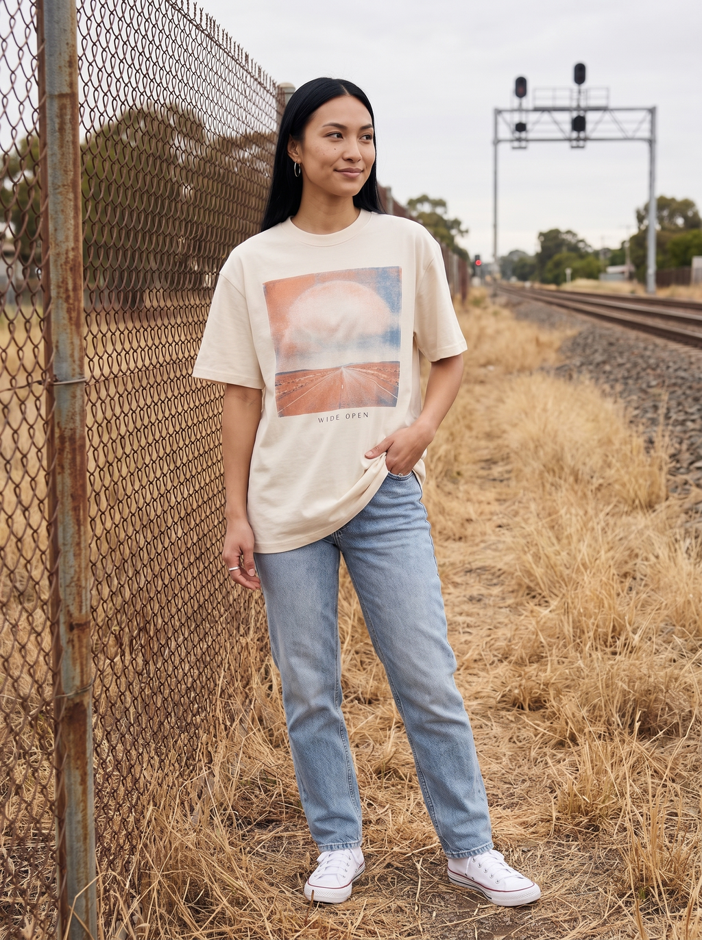 Wide Open Oversized T-Shirt - Front view