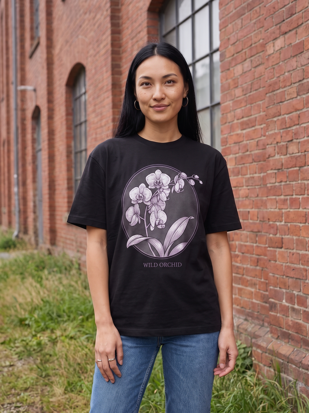 Wild Orchid Oversized T-Shirt - Close-up